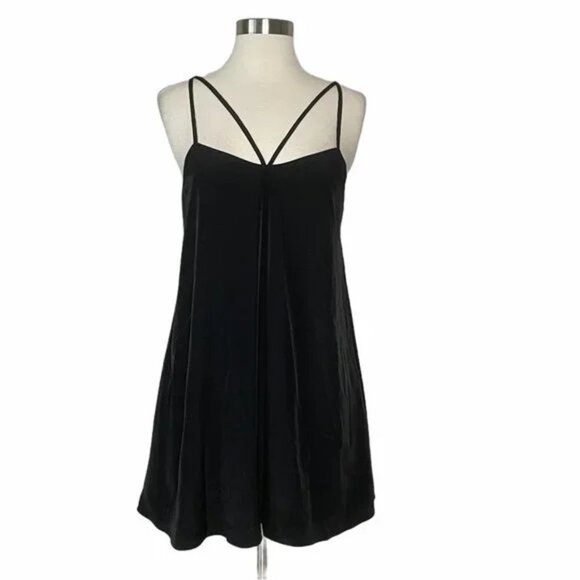 NWT Lovers + Friends Strappy Baby Doll Mini Slip Dress in Black Sz. S - Picture 3 of 5